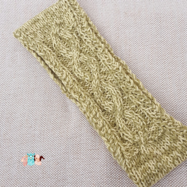 Bandeau cheveux femme en laine mérinos vert pastel avec une torsade, fabriqué en france, merino, cache oreille