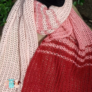 Echarpe laine alpaga rose à rouge grenat, détails, fabriqué en france, alpaca