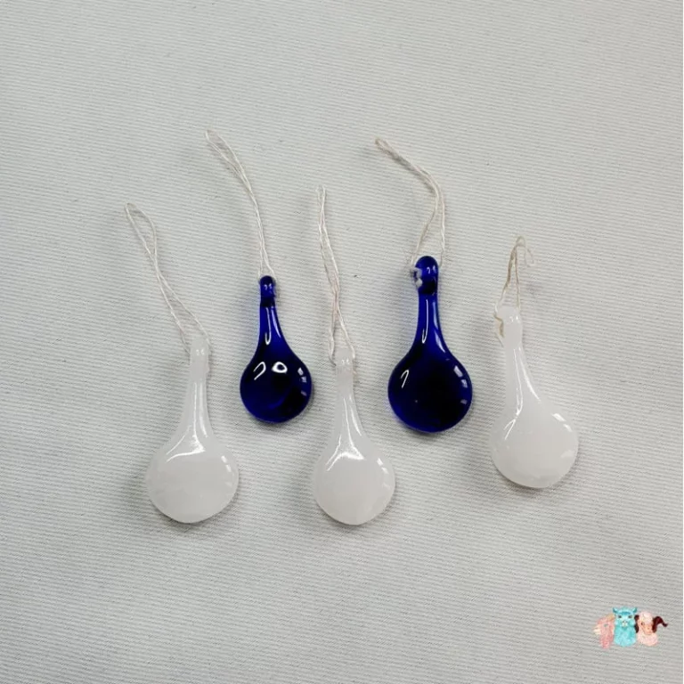 Lot de marqueur de maille en verre bleu ou blanc pour repérer des mailles de tricot.