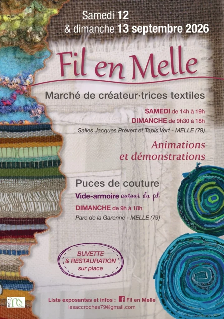 Affiche du Marché de créateurs, 12 et 13 Septembre 2026 à Melle (79)